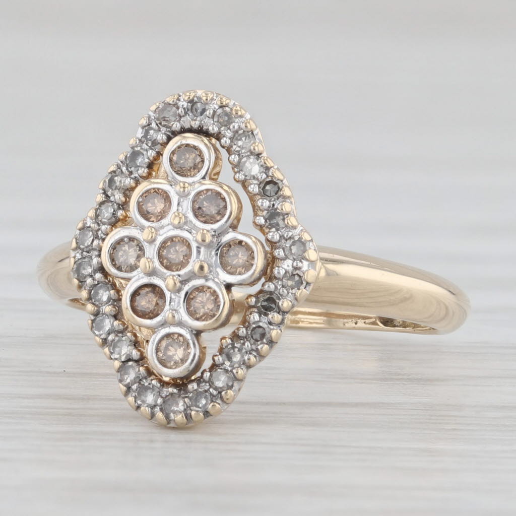 Light Gray 0.20ctw Brown White Diamond Ring 14k Yellow Gold Size 5.25
