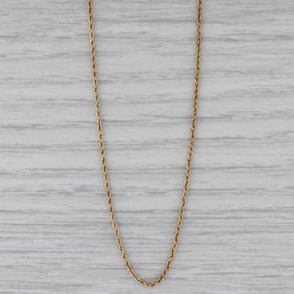 Gray Rope Chain Necklace 14k Yellow Gold 16" 1.3mm