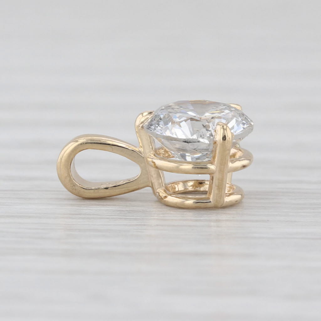GIA 1.43ct Round Diamond Solitaire Pendant 14k Yellow Gold Small Drop