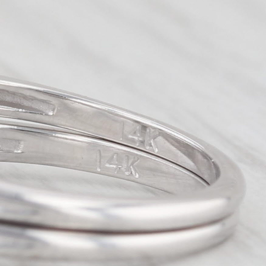 Light Gray 0.33ctw Diamond Engagement Ring Wedding Band Set 14k White Gold Vintage