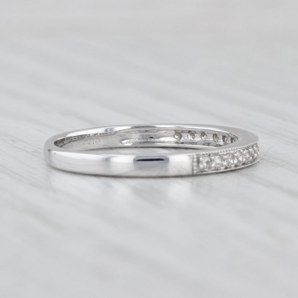 0.10ctw Diamond Wedding Band 10k White Gold Size 7 Stackable Ring