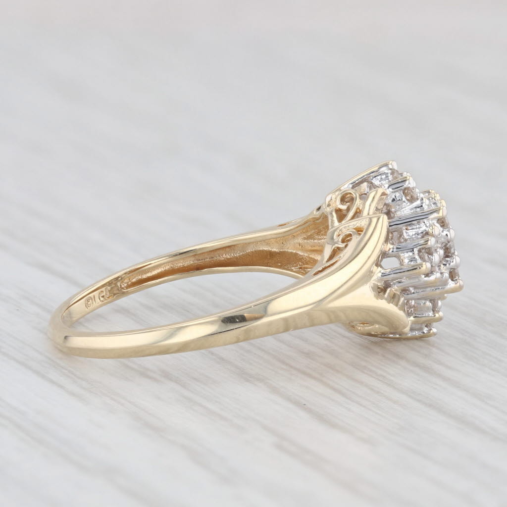 Light Gray 0.20ctw Diamond Cluster Engagement Ring 10k Yellow Gold Size 7