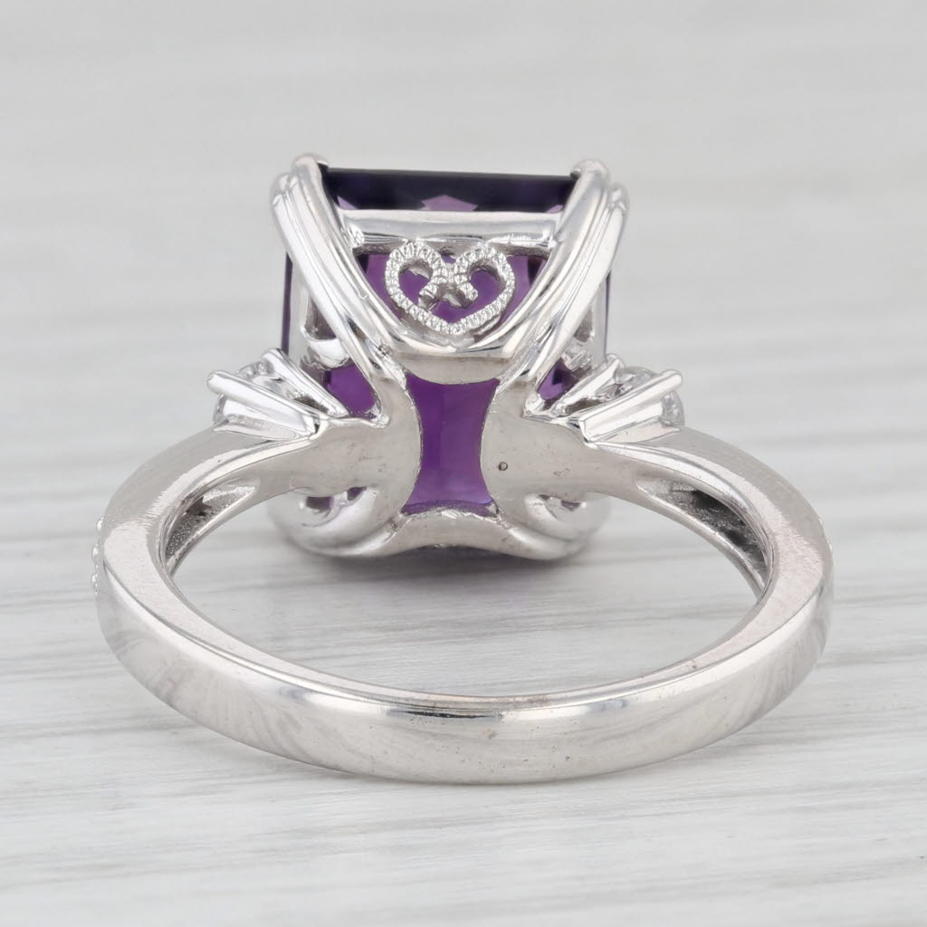 Light Gray 6.05ctw Amethyst Diamond Ring 14k White Gold Size 7.25