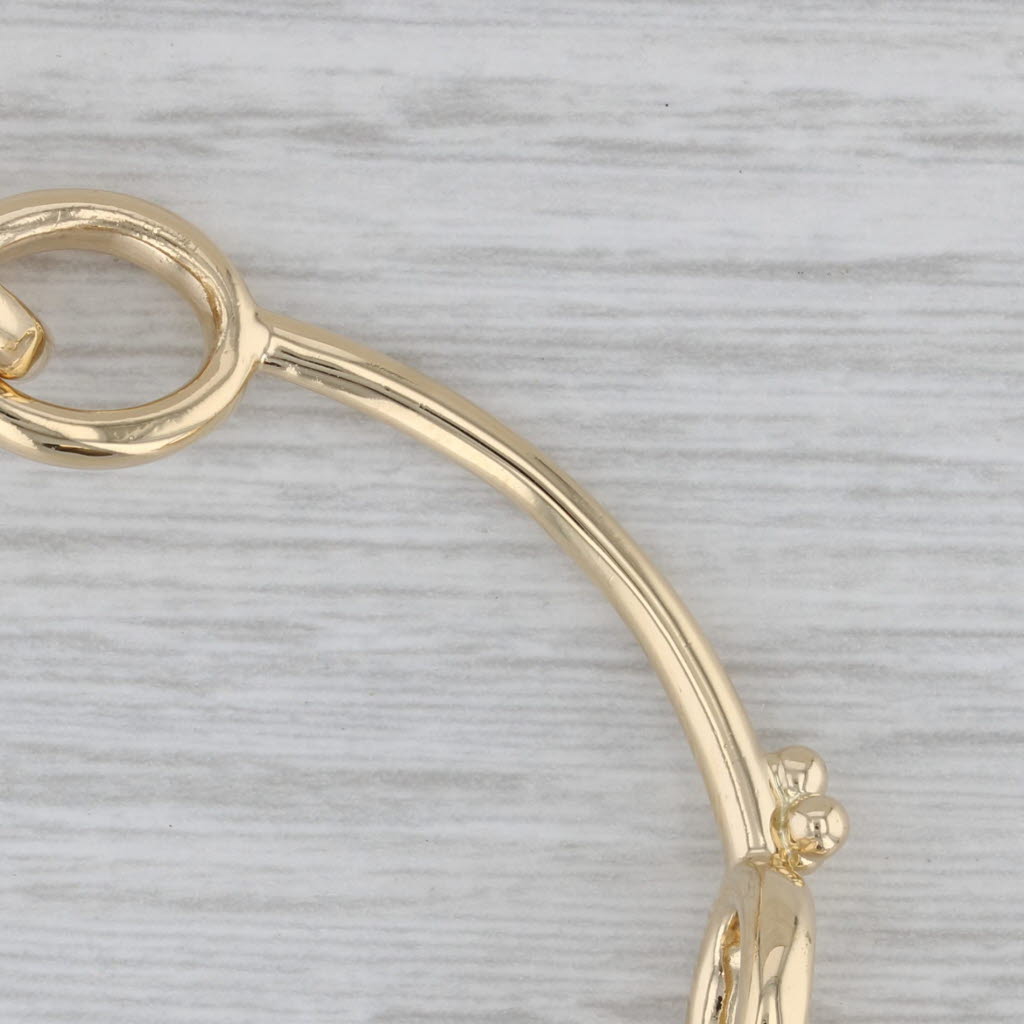 Gray Linked Bar Statement Bracelet 18k Yellow Gold 7" Artisan Signed