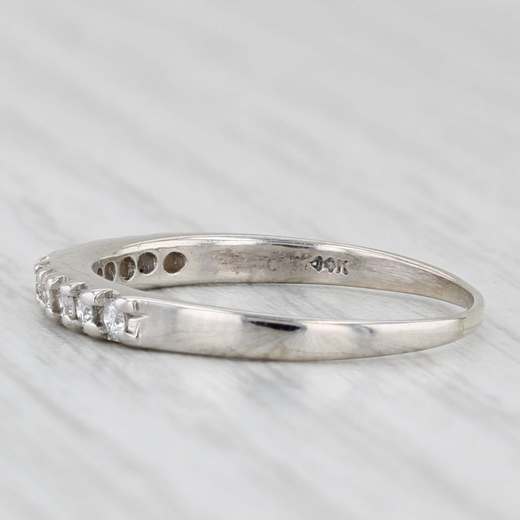 Light Gray 0.22ctw Diamond Wedding Band 14k White Gold Stackable Ring Size 6