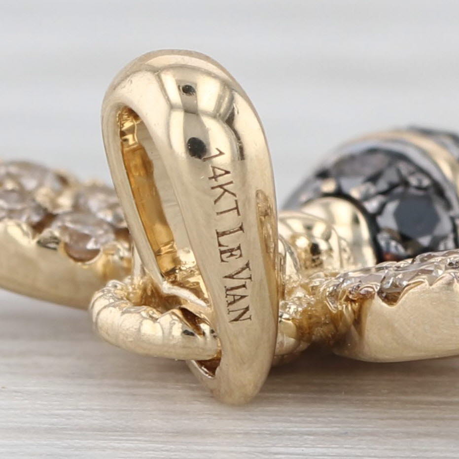 Le Vian 0.29ctw Black Champagne Diamond Bee Pendant 14k Yellow Gold Small Charm