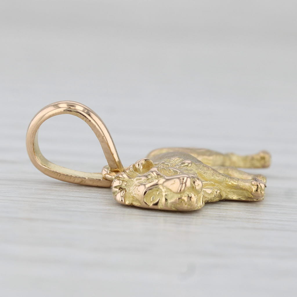 Light Gray Kabana Lion Pendant Charm 18k Yellow Gold Animal Jewelry