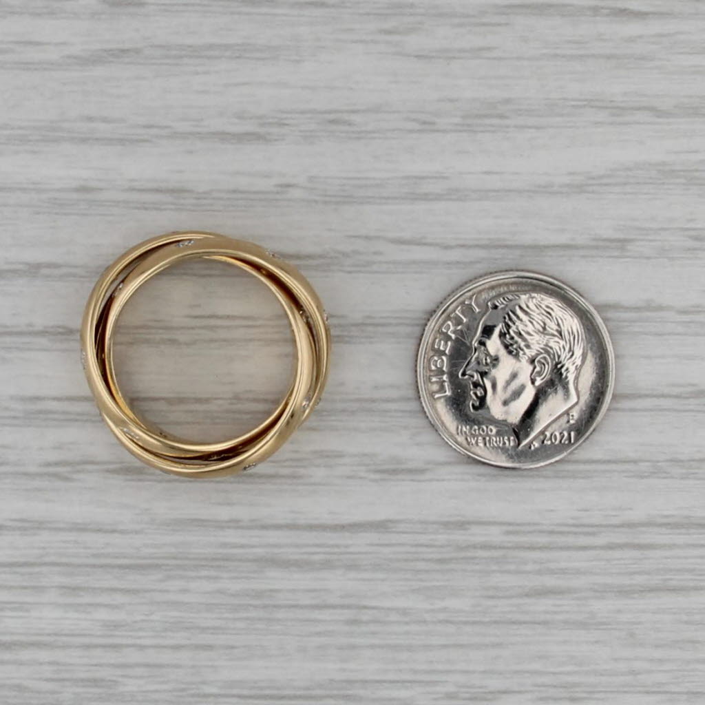 0.70ctw Diamond Dots Rolling Puzzle Ring 3-Bands 18k Yellow Gold Size 5.5