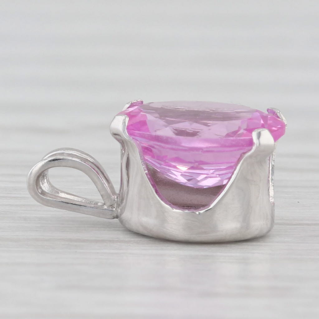 Light Gray 2.20ct Pink Lab Created Sapphire 14k White Gold Oval Solitaire