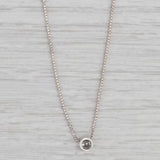 Round Diamond Solitaire Pendant Necklace 14k White Gold 18.5" Box Chain
