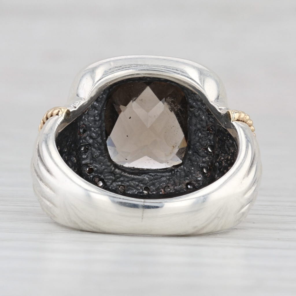 Light Gray 4.60ct Smoky Quartz Diamond Halo Ring Sterling Silver Size 6.5 Cocktail