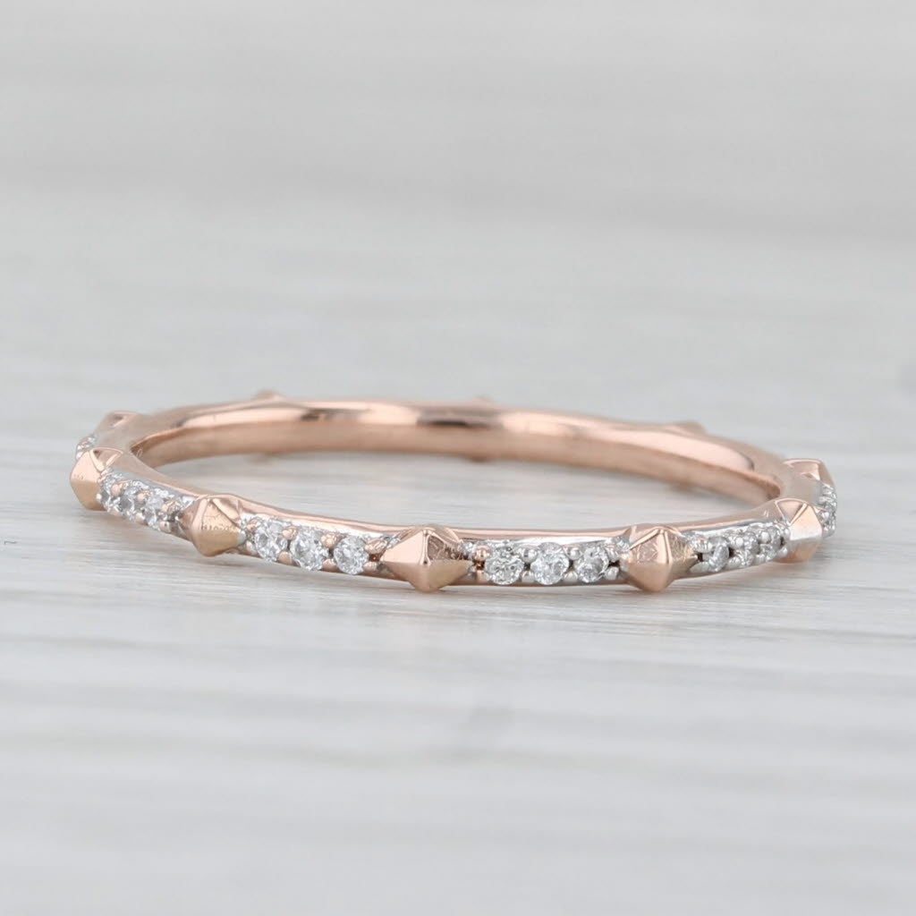 Light Gray 0.15ctw Diamond Wedding Ring 14k Rose Gold Stackable Eternity Band Size 7.25