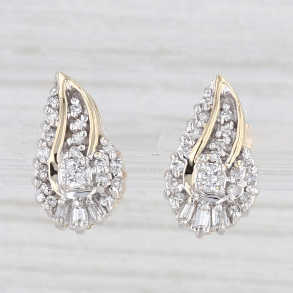 0.31ctw Diamond Swirl Drop Stud Earrings 14k Yellow Gold