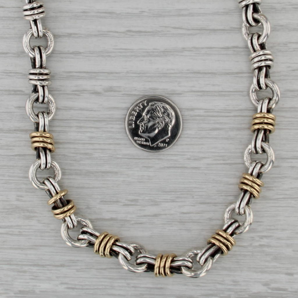 17" Peanut Chain Necklace Sterling Silver Toggle Clasp Italian