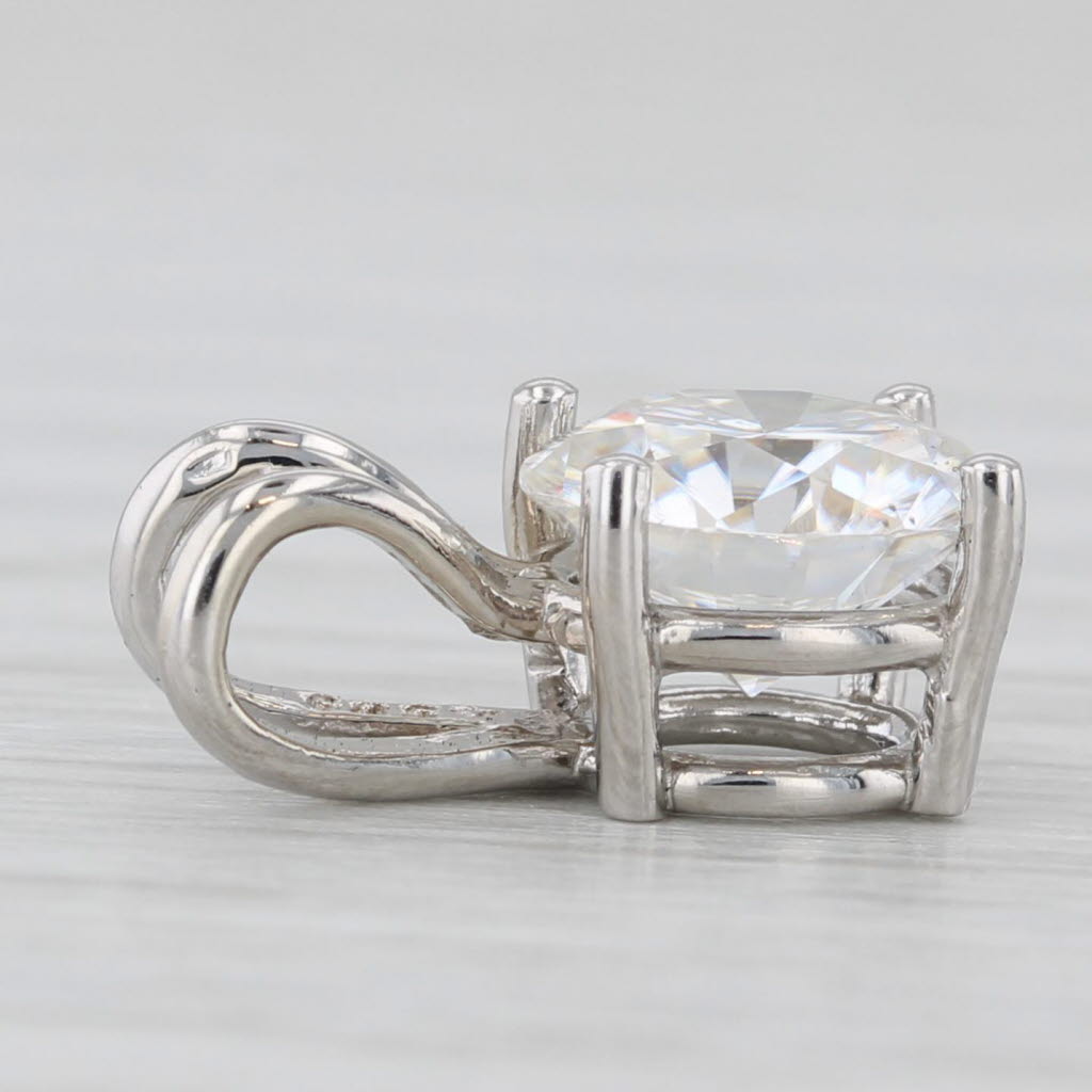 Light Gray 1.40ct Round Moissanite Solitaire Pendant 14k White Gold Small Drop