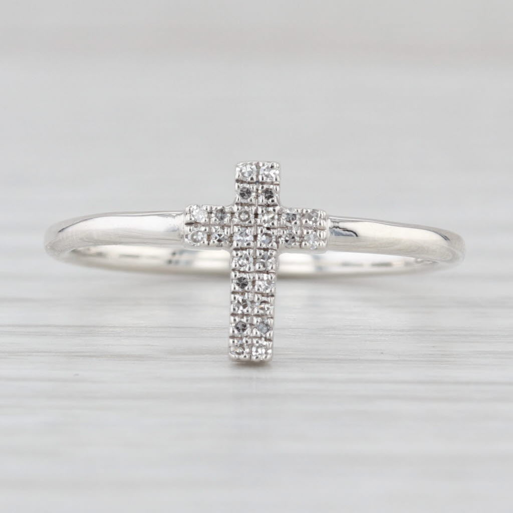 Effy Diamond Cross Ring Sterling Silver Size 7