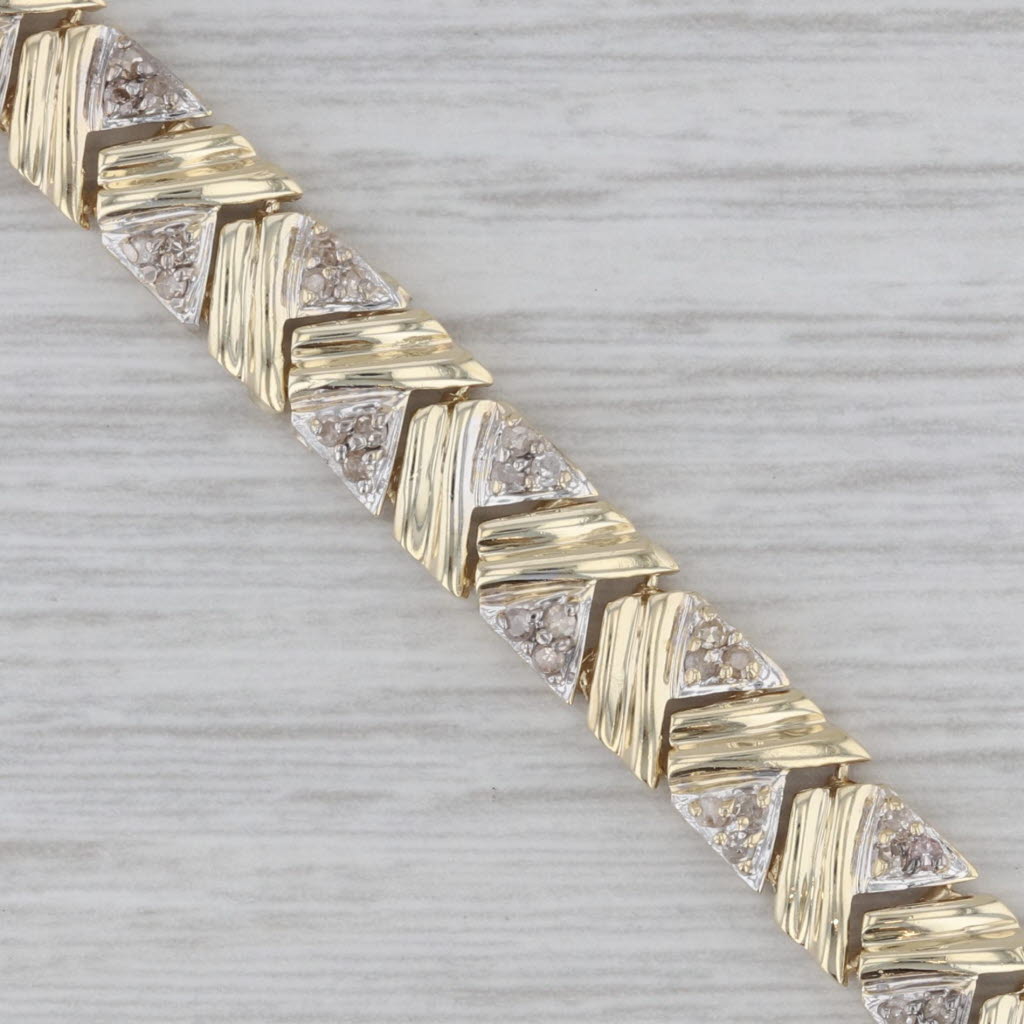 Gray 1.25 ctw Diamond Abstract 14K Yellow Gold Tennis Bracelet 6.5"