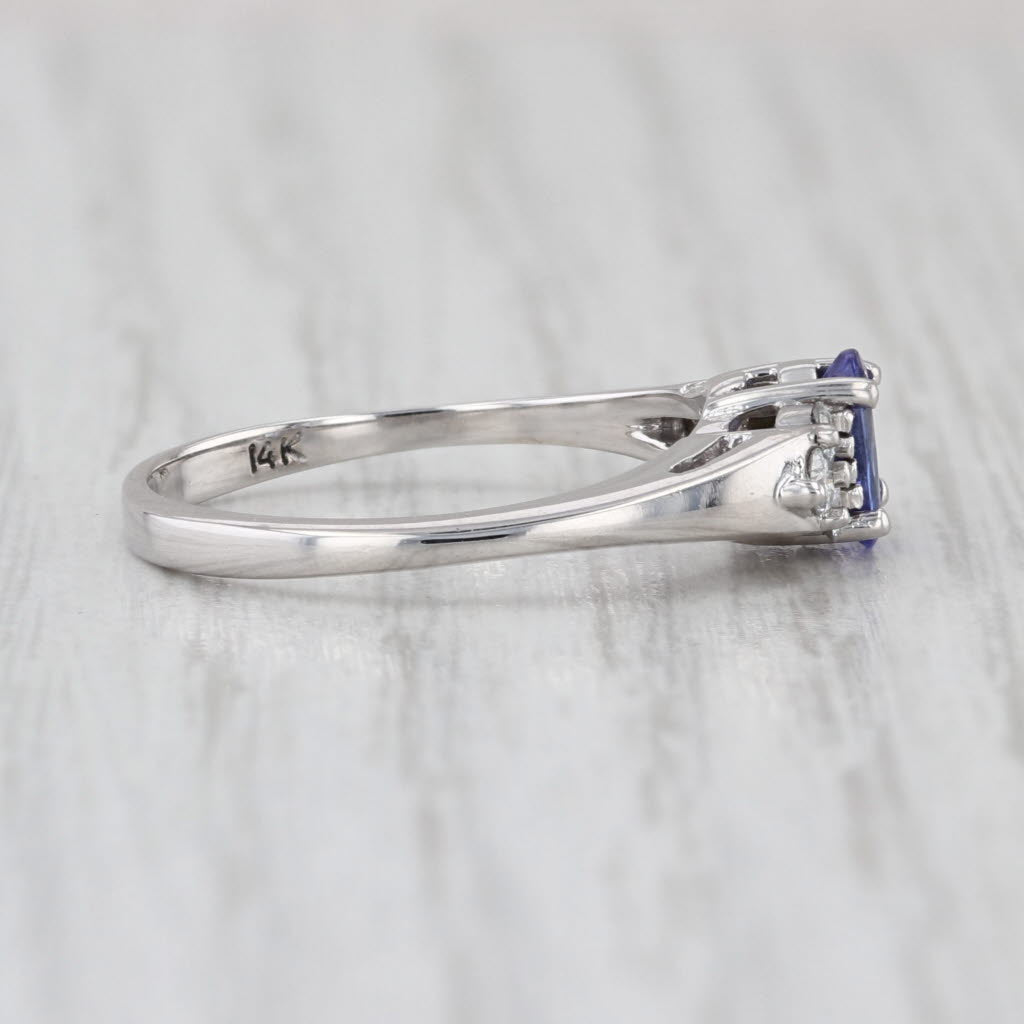 0.62ctw Oval Tanzanite Diamond Ring 14k White Gold Size 6.25