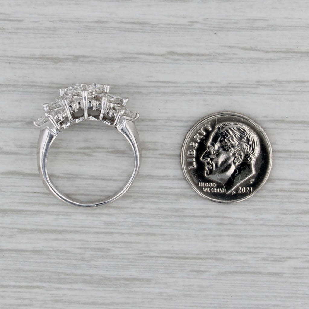 1.54ctw Princess Diamond Cluster Ring 14k White Gold Size 5.5