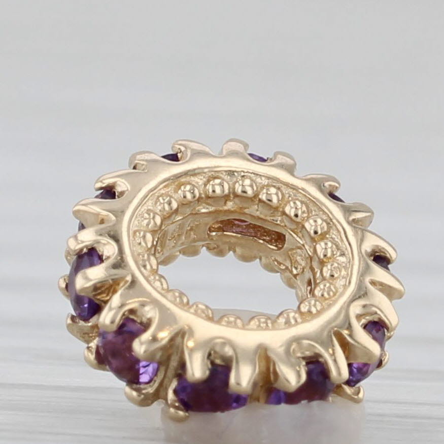 Gray Small 0.30ctw Amethyst Bead Spacer Charm 14k Yellow Gold Slide Rondel