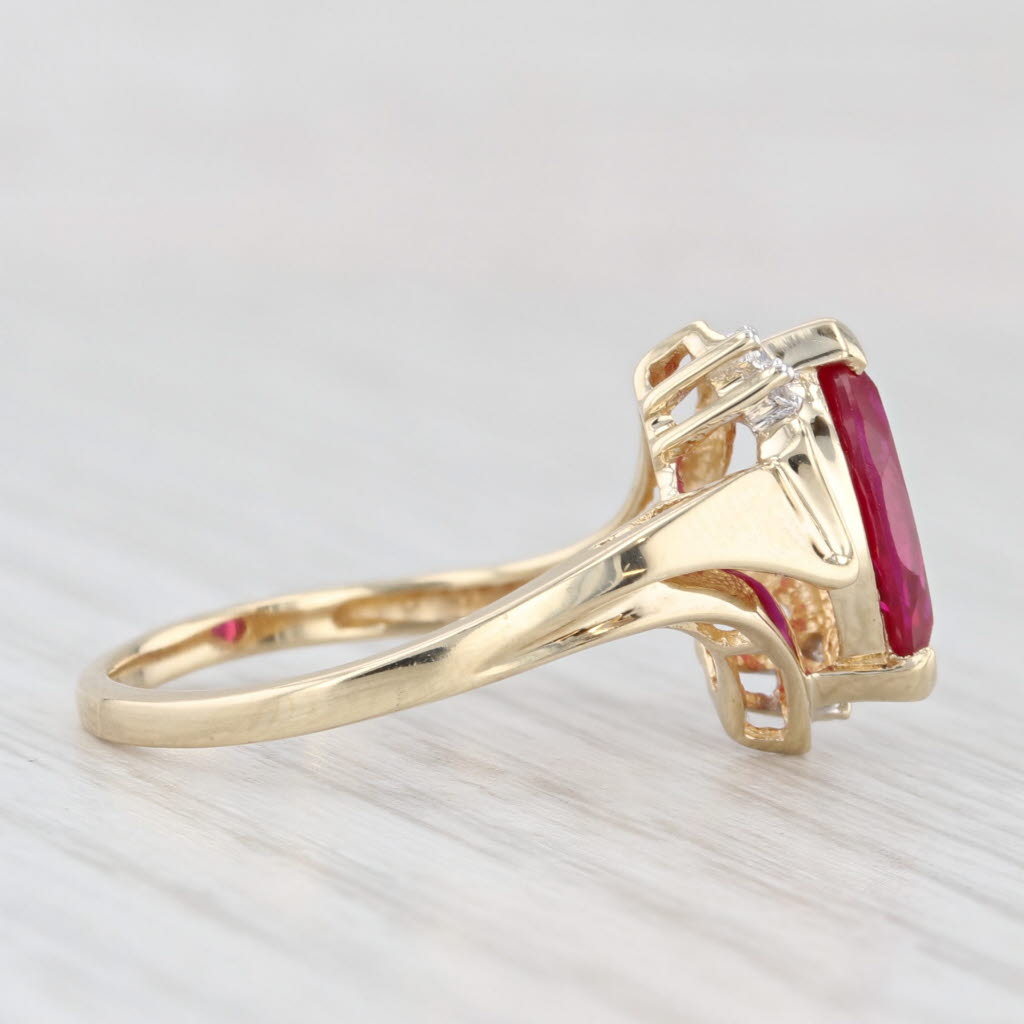 Light Gray 1.40ct Marquise Lab Created Ruby Diamond Ring 10k Yellow Gold Size 7
