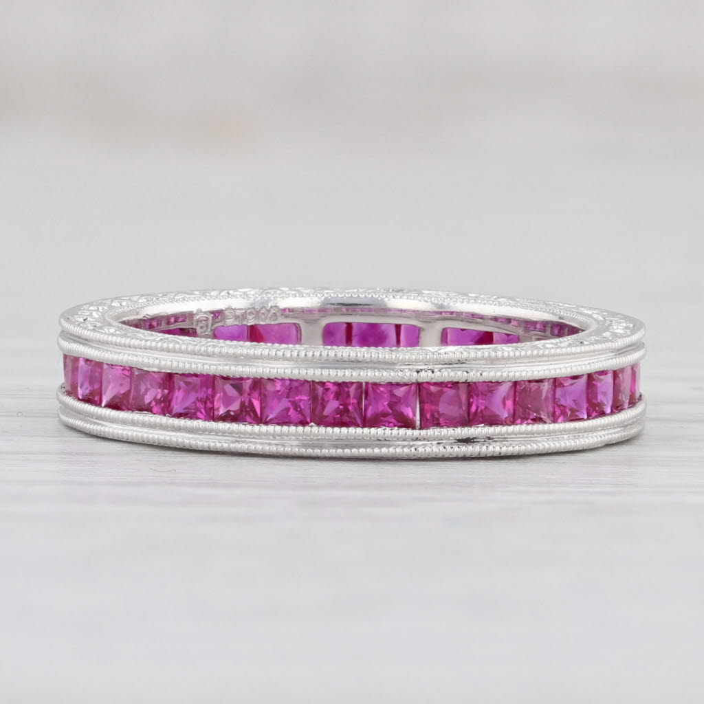 Light Gray New 2ctw Ruby Eternity Band 900 Platinum Size 6.5 Stackable Wedding Ring