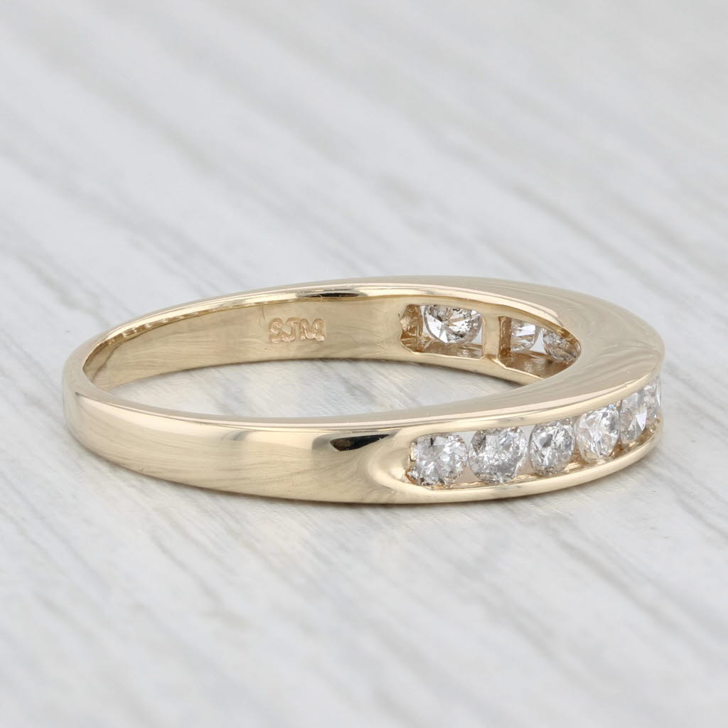 Light Gray 0.60ctw Diamond Wedding Band 14k Yellow Gold Size 8.5 Stackable Anniversary Ring
