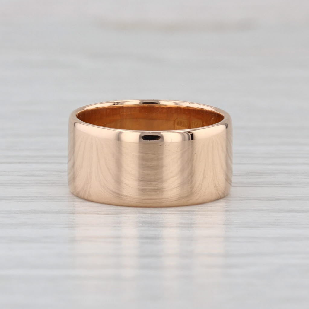 E & Co Antique Mizpah Ring 18k Rose Gold Small Wide Band Watchtower Hebrew