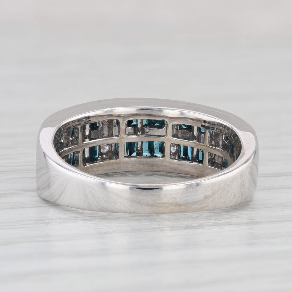 Light Gray 0.66ctw Blue White Diamond Ring 14k White Gold Size 7 Wedding Anniversary Band