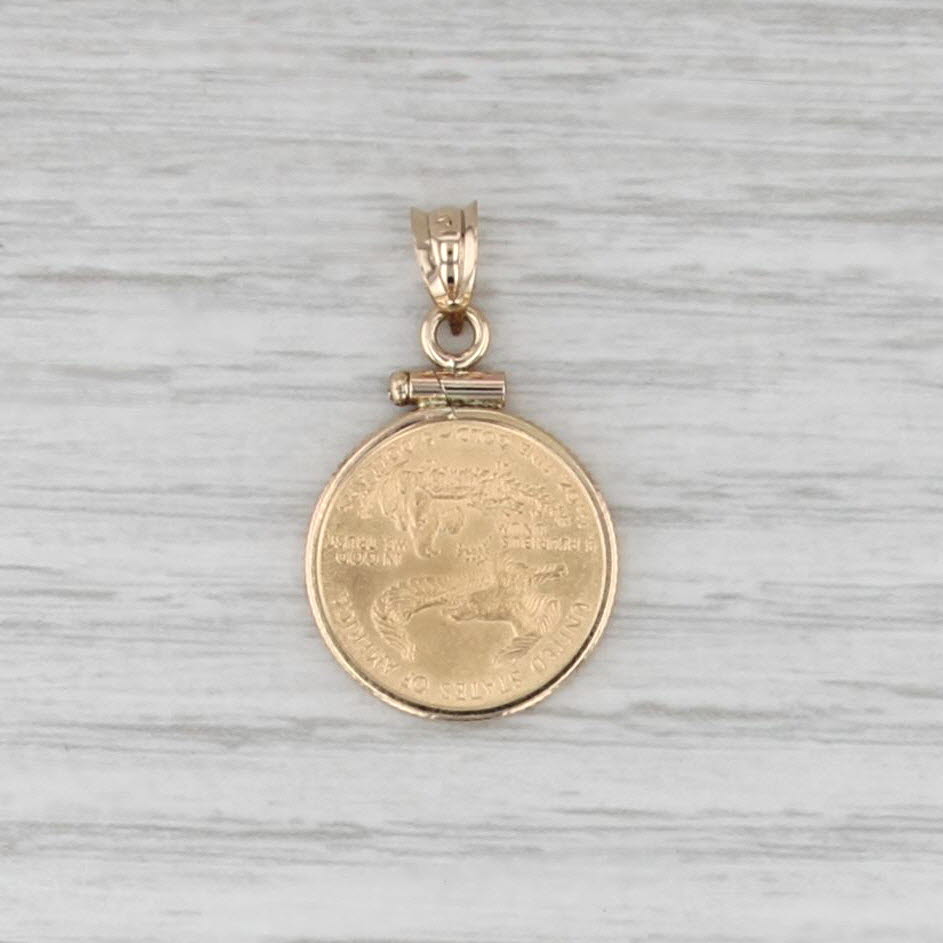 American Gold Eagle Coin Pendant 2003 1/10 oz 14k 22k Walking Liberty