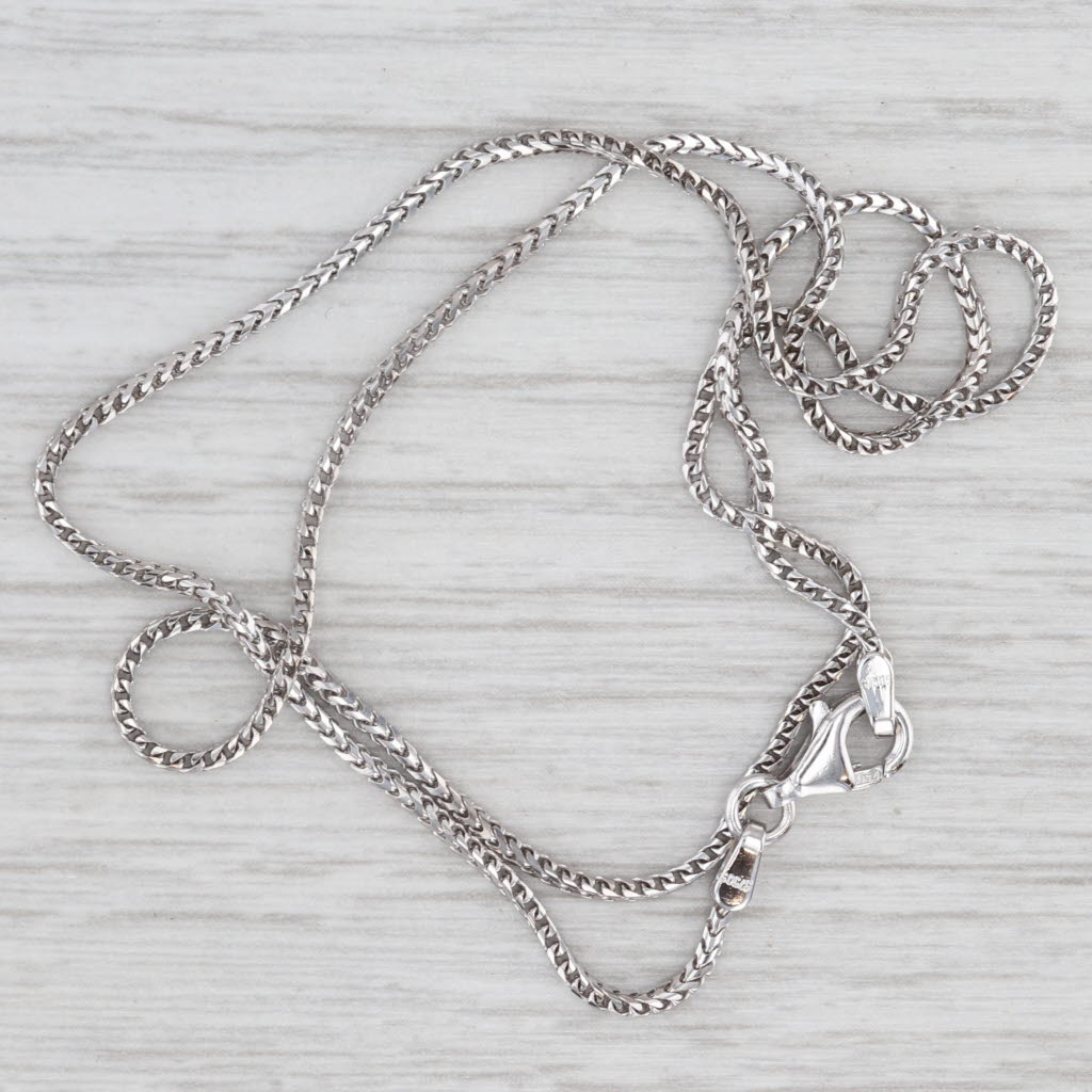 Light Gray Wheat Chain Necklace 18k White Gold 16" 1.2mm