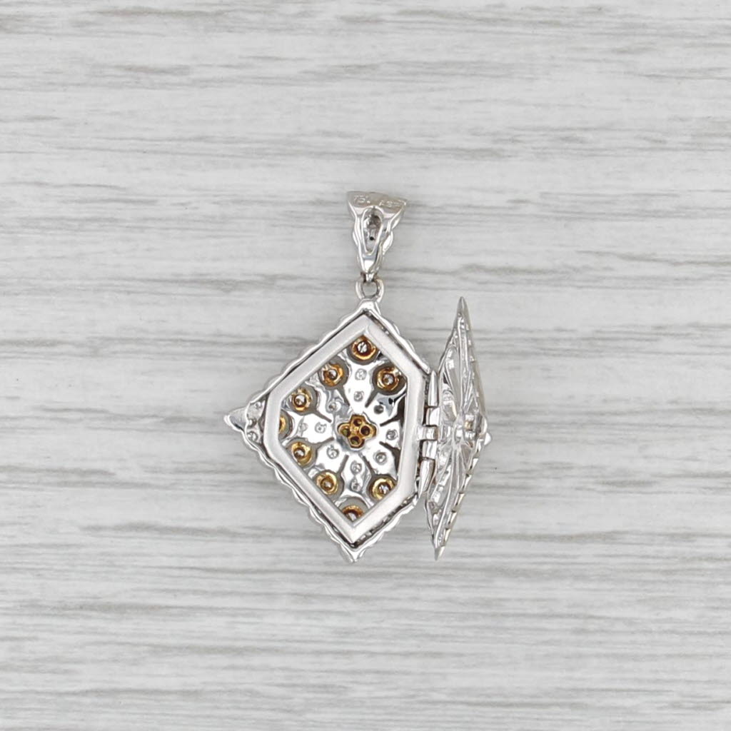 0.37ctw Diamond Ornate Pendant 18k White Yellow Gold Openwork Diffurser
