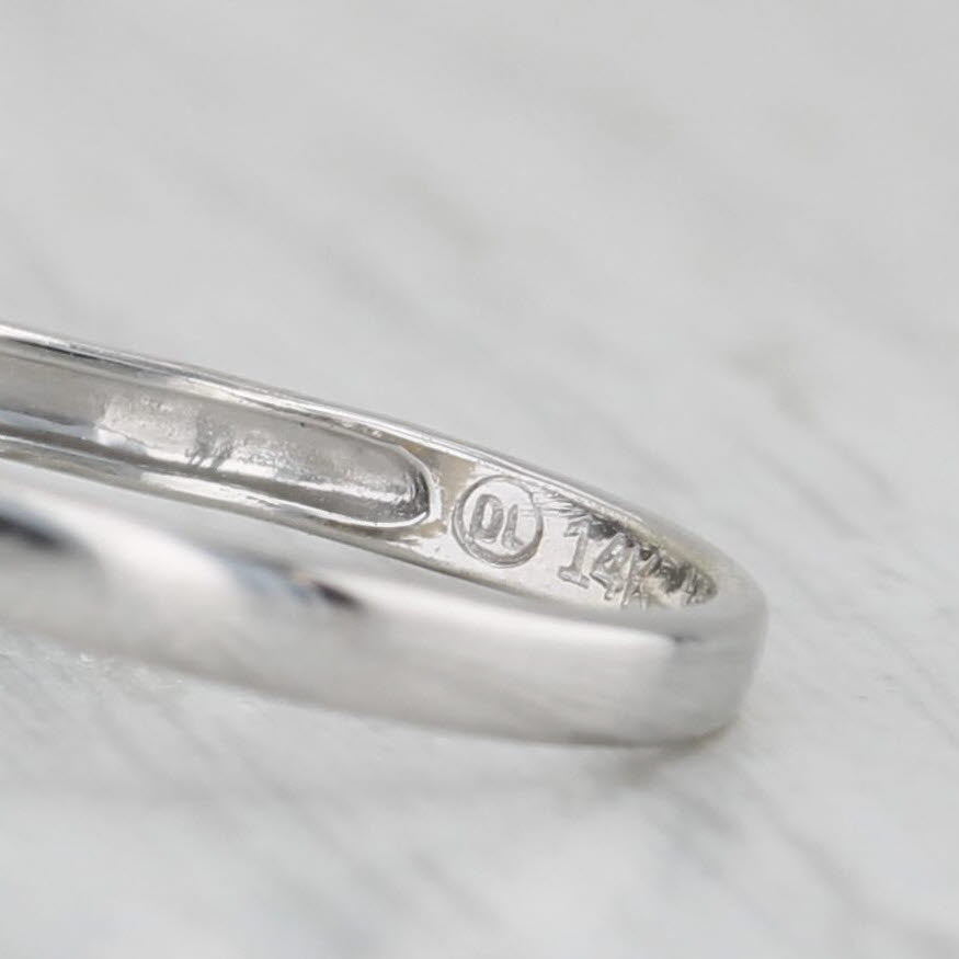 Light Gray Cultured Pearl Diamond Bypass Ring 14k White Gold Size 7.5