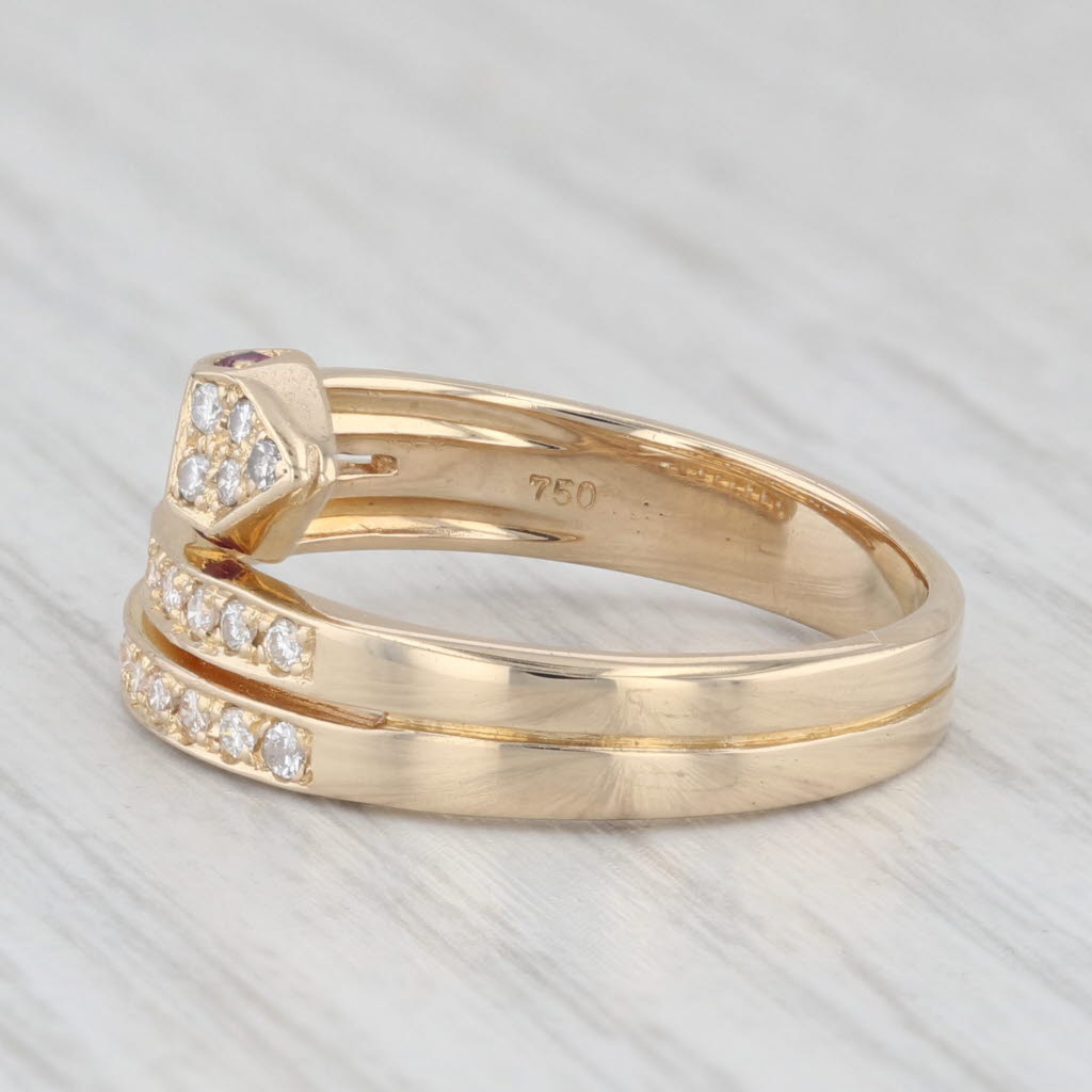 Light Gray Ruby Diamond Coiled Snake Serpent Ring 18k Yellow Gold Size 7