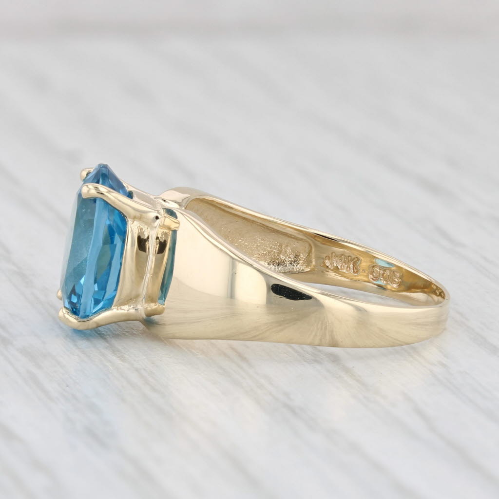 Light Gray 4.60ct Oval Solitaire Blue Topaz Ring 14k Yellow Gold Size 7.5