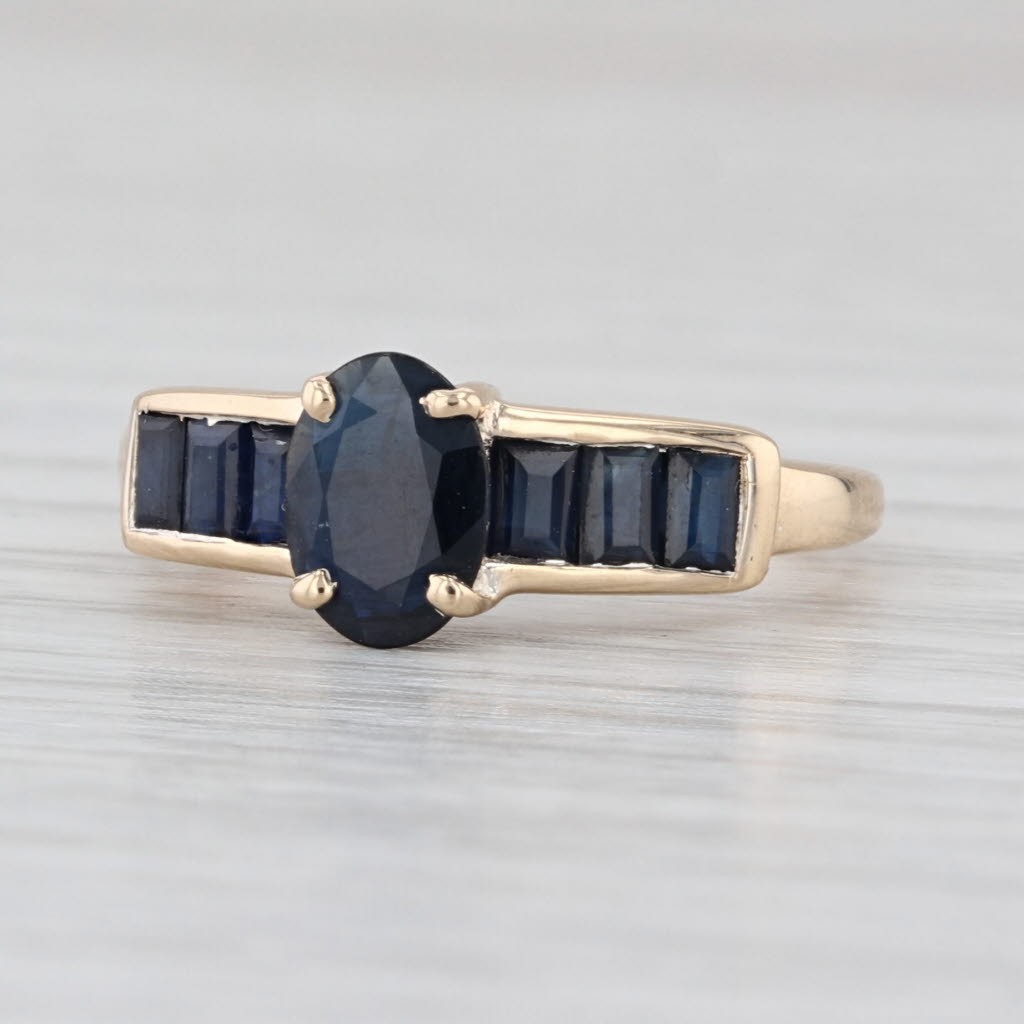 1.10ctw Oval Blue Sapphire Ring 10k Yellow Gold Size 5