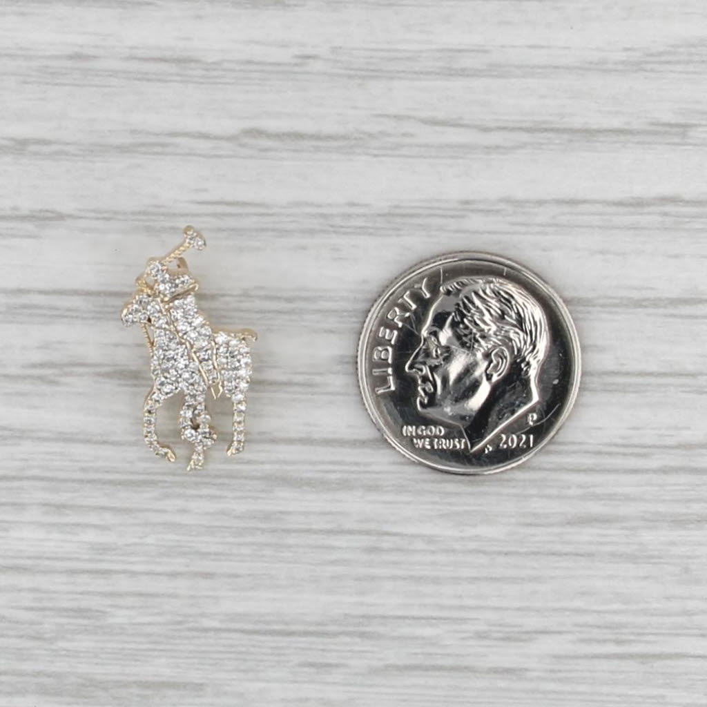 0.19ctw Diamond Polo Player on Horse Pendant 10k Yellow Gold