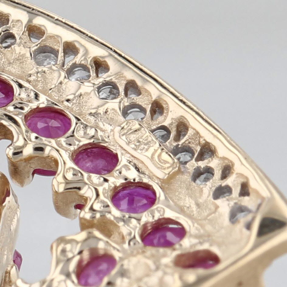 1.50ctw Pink Sapphire Diamond Open Heart Pendant 14k Yellow Gold