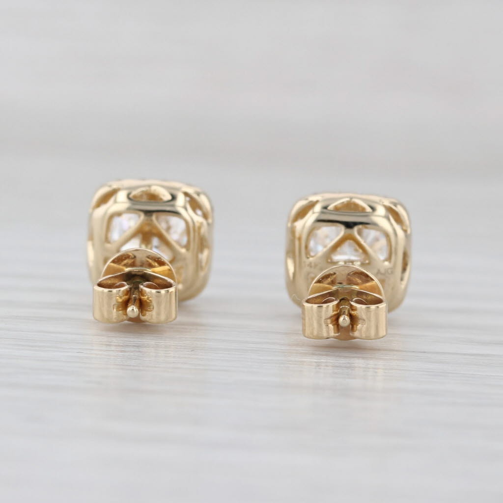 2.30ctw Round Diamond Halo Stud Earrings 14k Yellow Gold IGI VS1 Studs