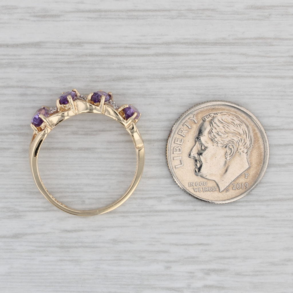 Gray 0.84ctw Amethyst Diamond Ring 10k Yellow Gold Size 6.75