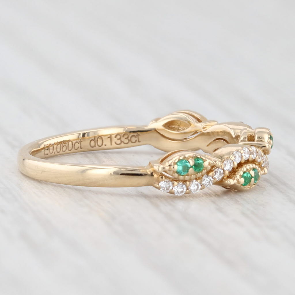 Light Gray New 0.19ctw Emerald Diamond Ring 14k Yellow Gold Stackable Wedding Band Sz 6.5