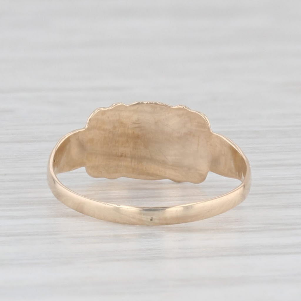 Light Gray Vintage Engraved Letter Initial P Signet Ring 10k Yellow Gold Small Baby Size