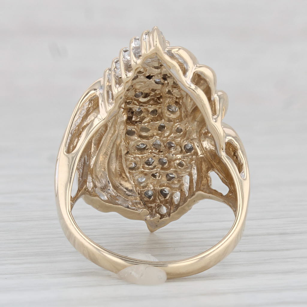 Light Gray 0.75ctw Diamond Cluster Ring 10k Yellow Gold Size 7 Cocktail