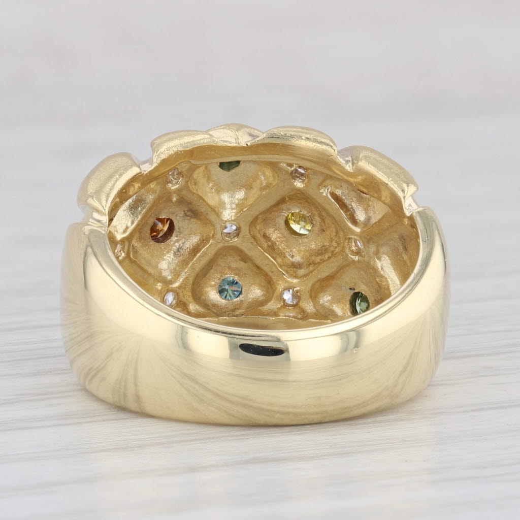 Light Gray 0.47ctw Multicolor Diamond Crosshatch Ring 18k Yellow Gold Size 7.25