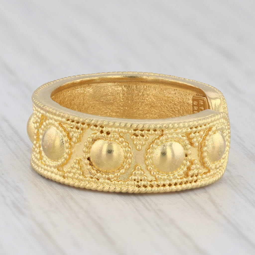 Light Gray Ilias Lalaounis Ornate Dots Ring 18k Yellow Gold Adjustable Size Greece