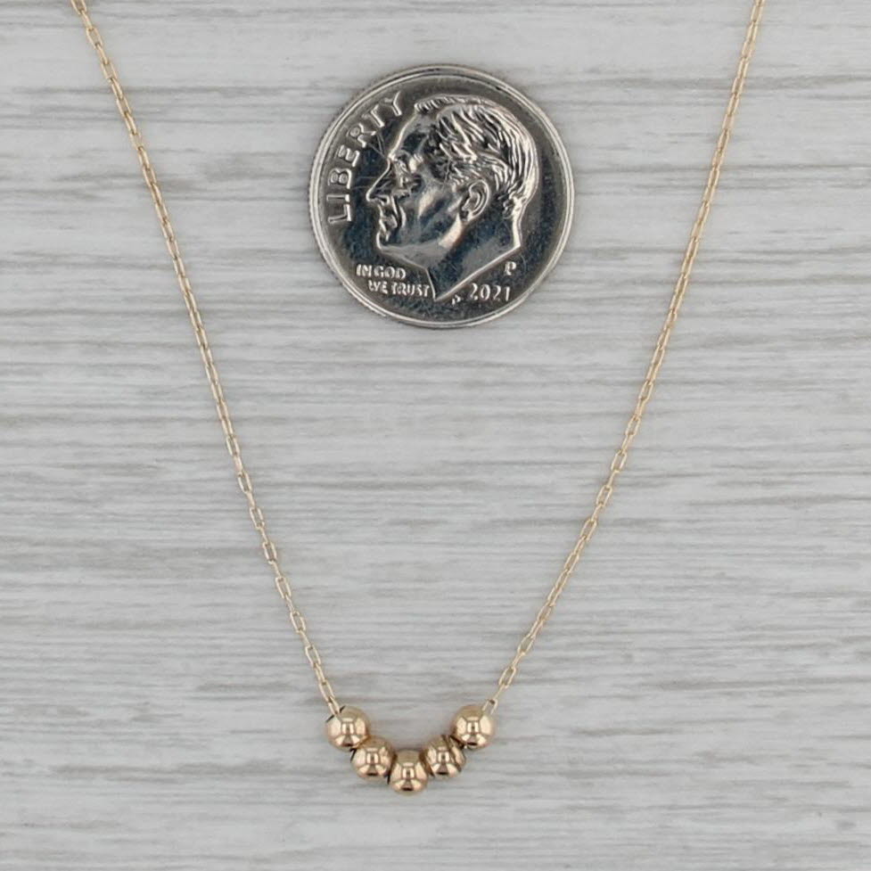 Bead Spacer Necklace 14k Yellow Gold 15.25" Cable Chain