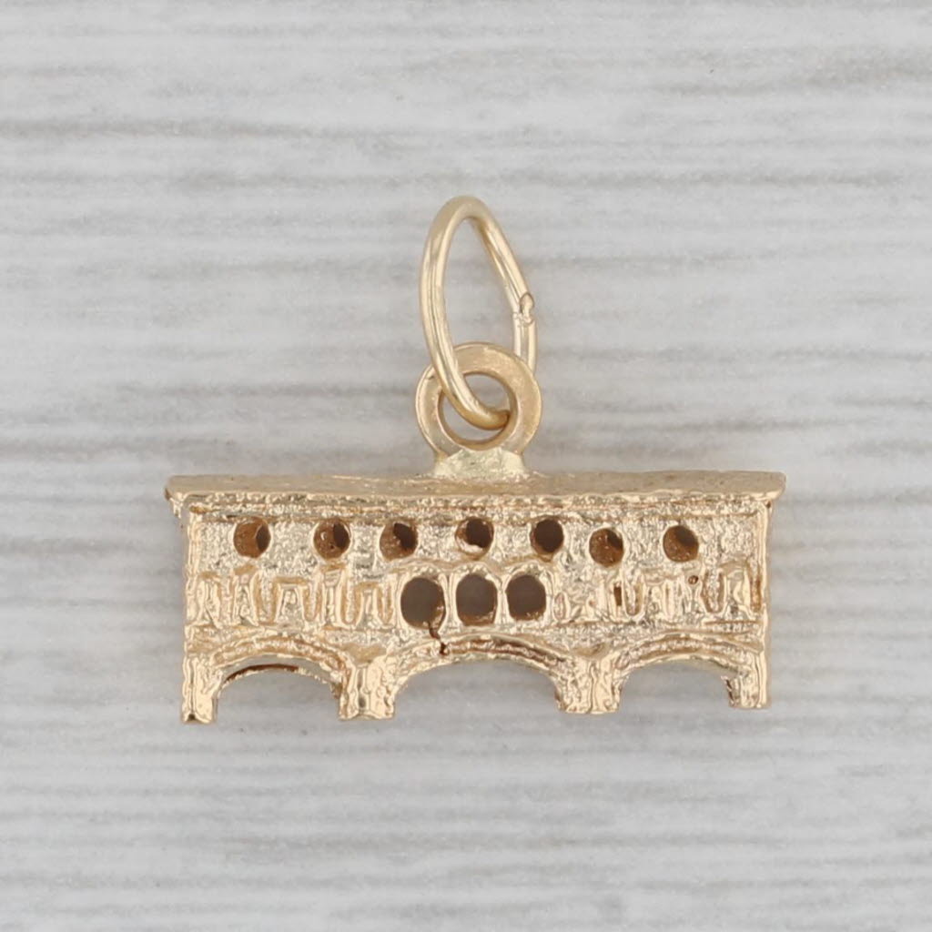 Gray Covered Bridge Charm 10k Yellow Gold Souvenir Pendant
