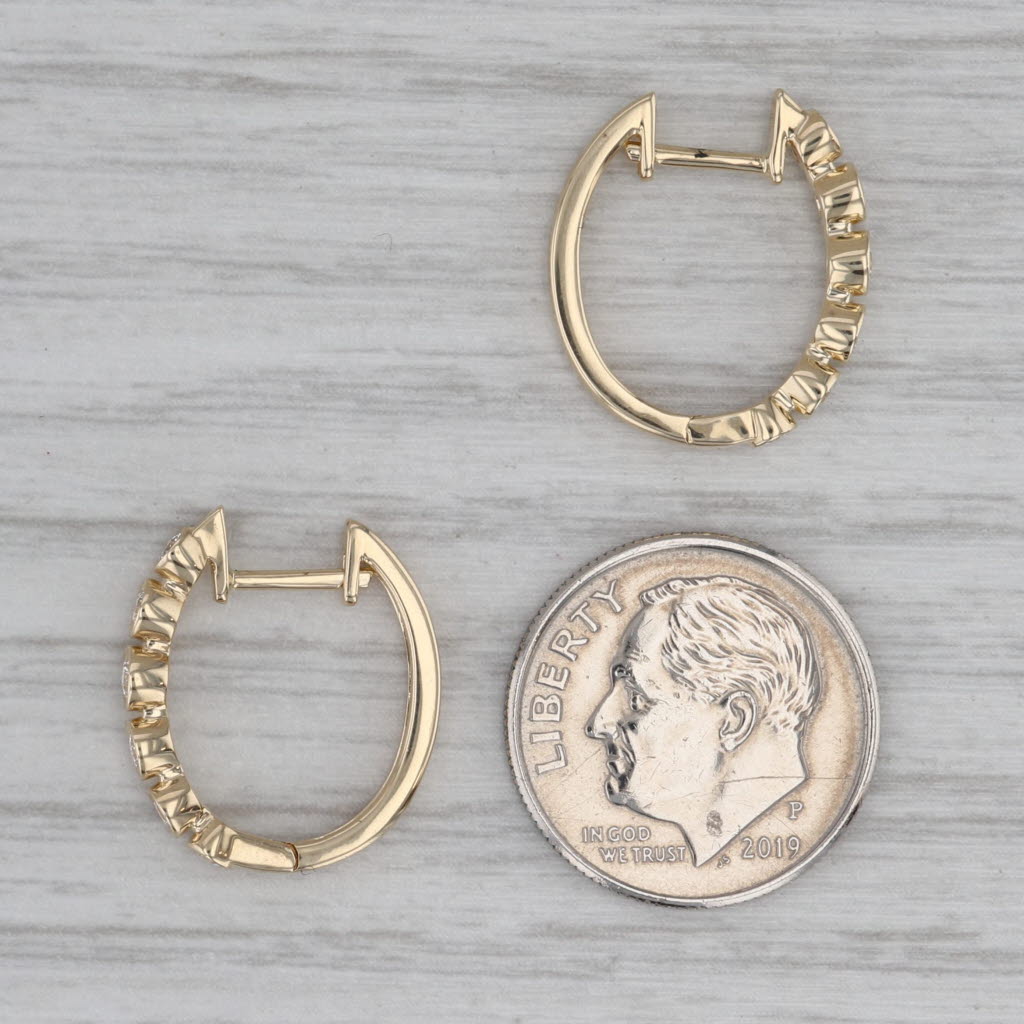 Gray New 0.35ctw Diamond Hoop Earrings 14k Yellow Gold Hinged Snap Top Oval Hoops