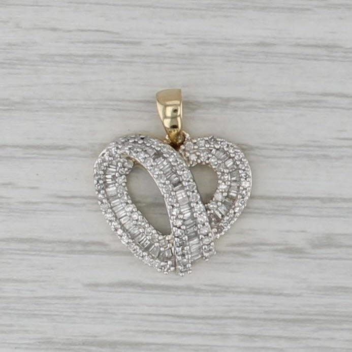 0.70ctw Diamond Open Heart Pendant 14k Yellow White Gold