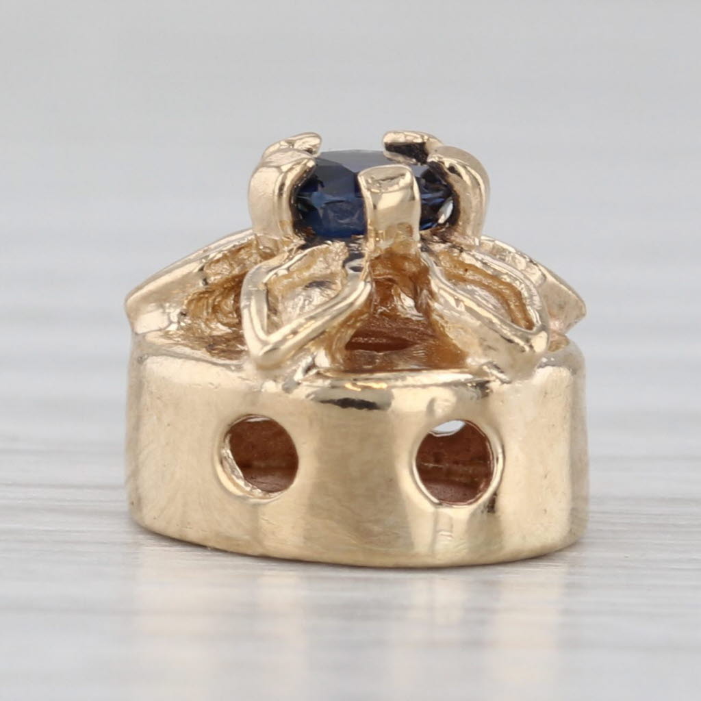 Gray 0.40ct Blue Sapphire Flower Slide Bracelet Charm 10k Yellow Gold